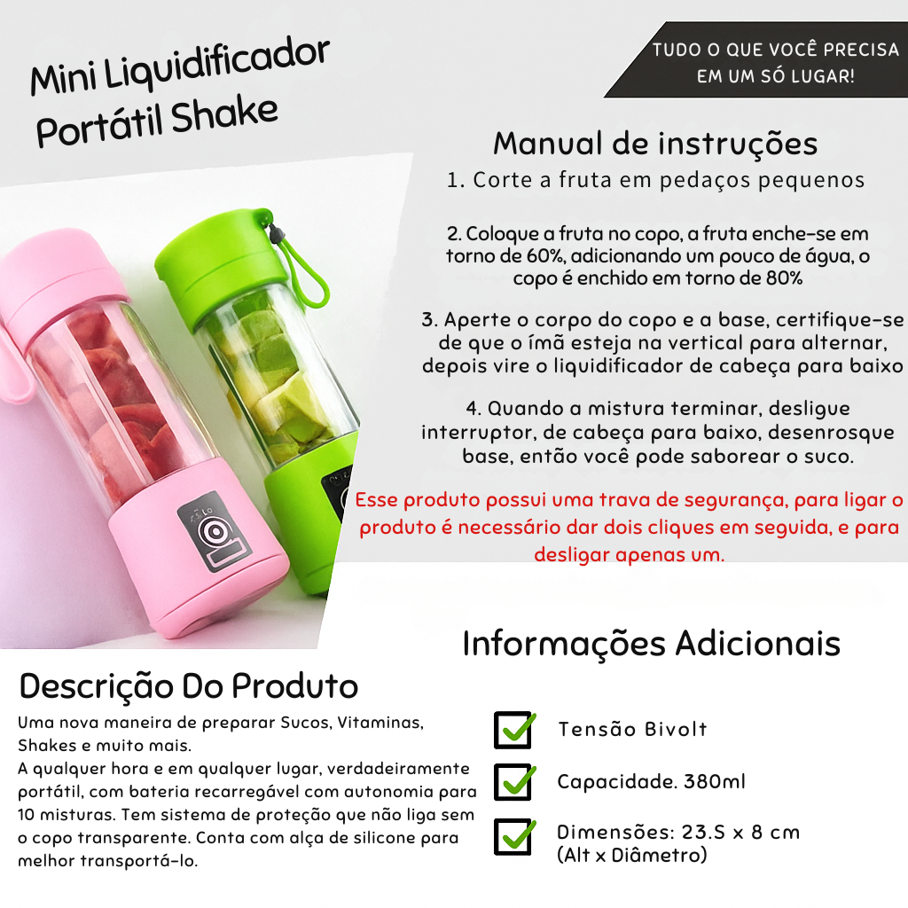 Mini Liquidificador Portátil