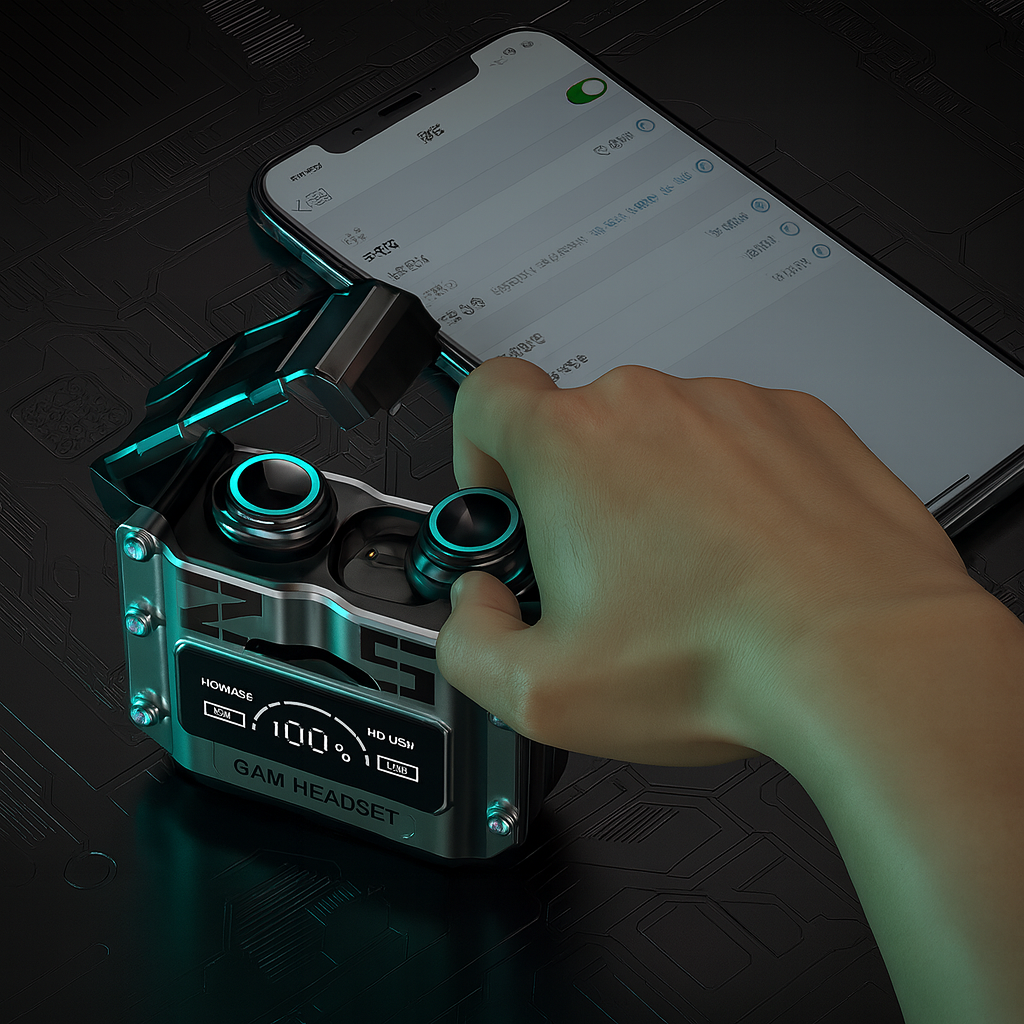 Fone Bluetooth M25 Pro™ – Som 9D + Case PowerBank com LED