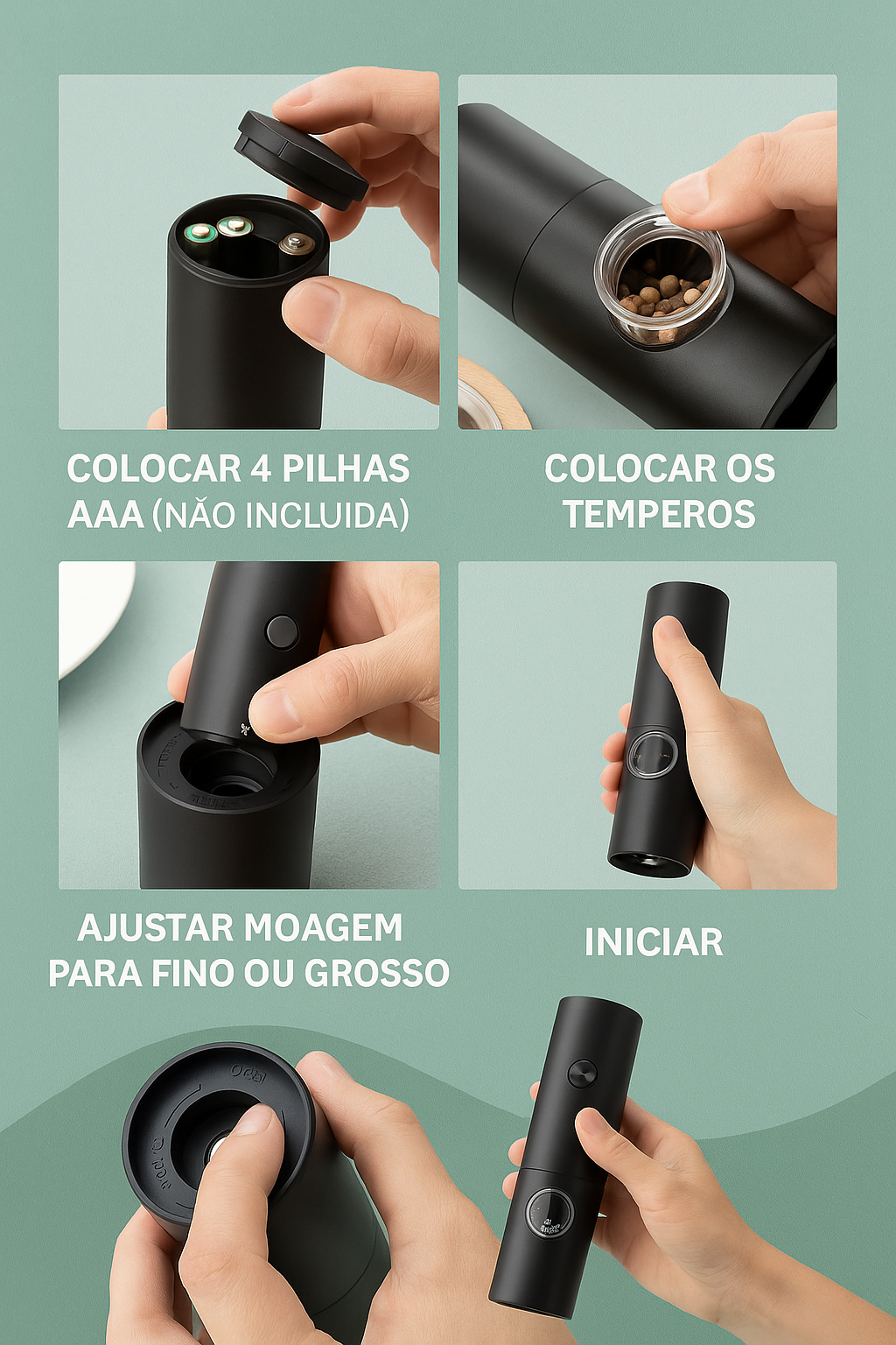 Moedor Elétrico de Sal e Pimenta