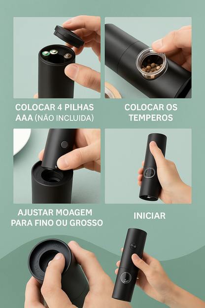 Moedor Elétrico de Sal e Pimenta