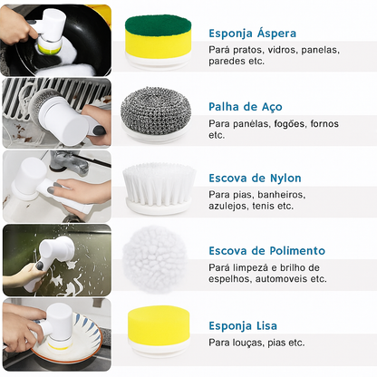 Escova de Limpeza Elétrica 5 em 1