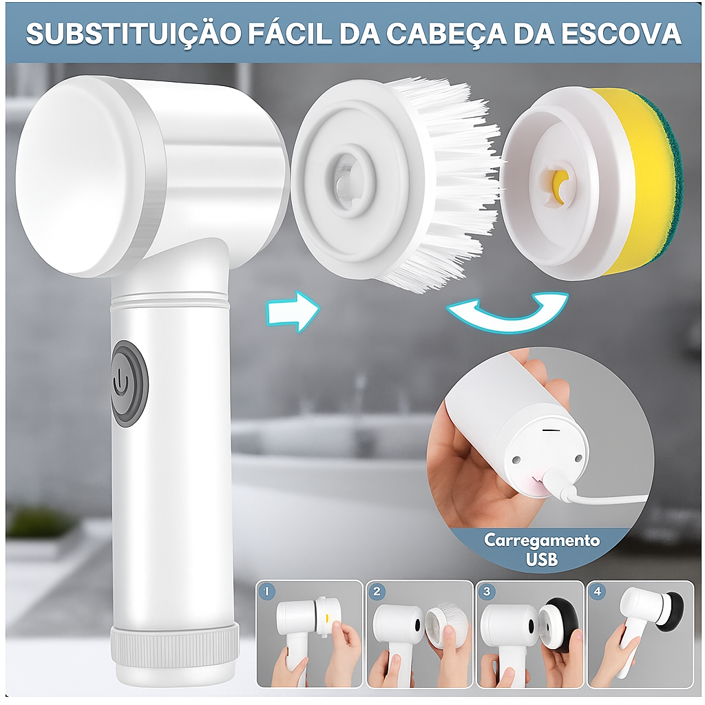 Escova de Limpeza Elétrica 5 em 1