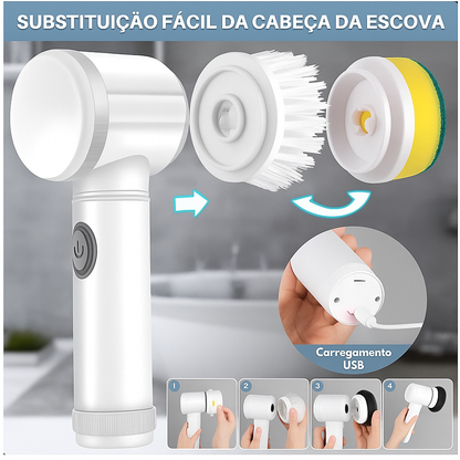 Escova de Limpeza Elétrica 5 em 1