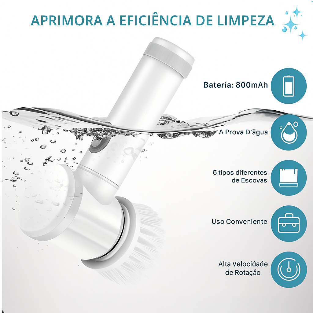 Escova de Limpeza Elétrica 5 em 1