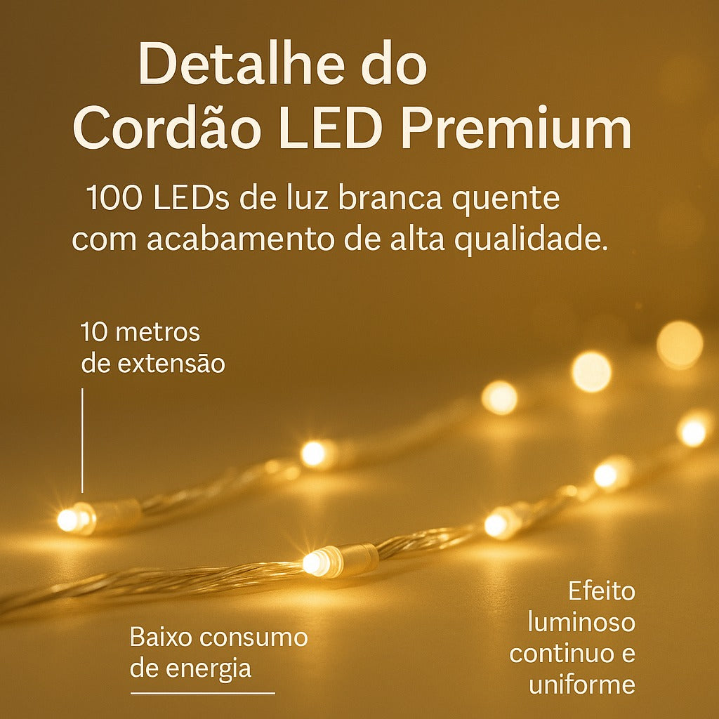 Cordão LED Premium com 100 lâmpadas